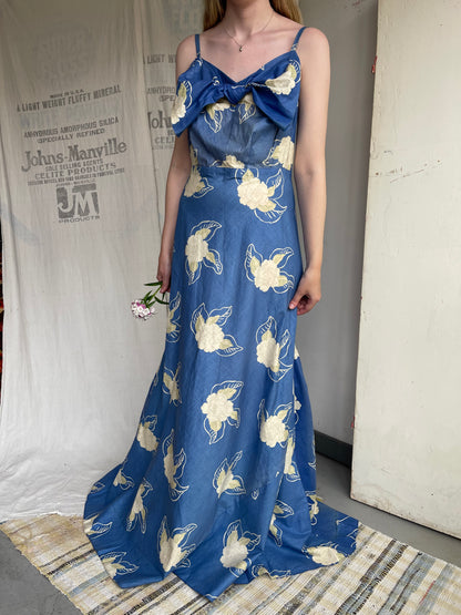 1930s Cotton Gown with Bow