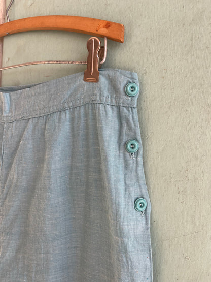 1940s Side Button Blue Pants