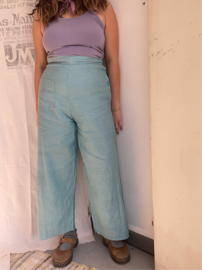 1940s Side Button Blue Pants