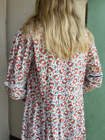 1930s 1940s Bell Zip Cotton Dress