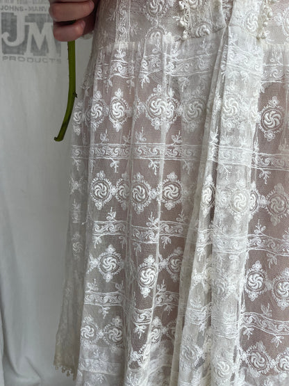 1920s Drop Waist Tambour Lace Dress