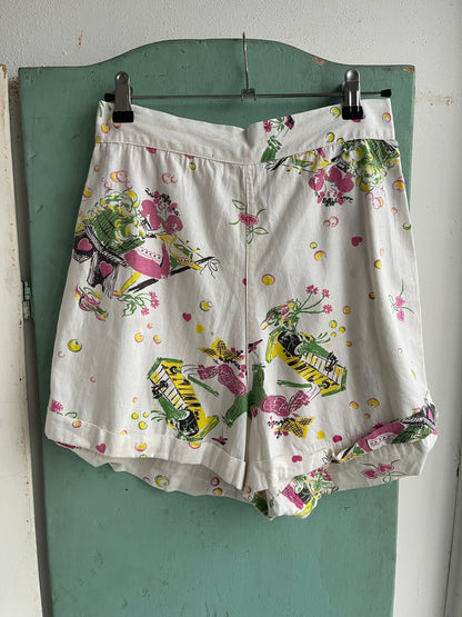 1940s 1950s Novelty Print Shorts