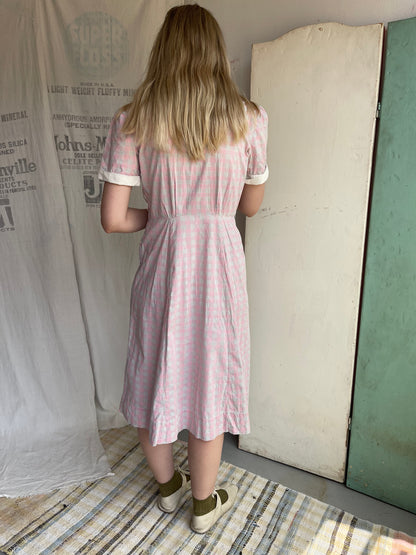 1940s Plaid Cotton Dress
