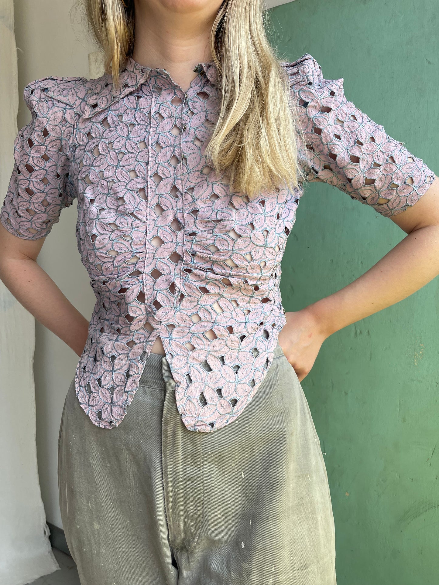 1940s Eyelet Cotton Top