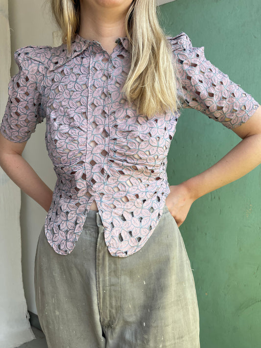1940s Eyelet Cotton Top