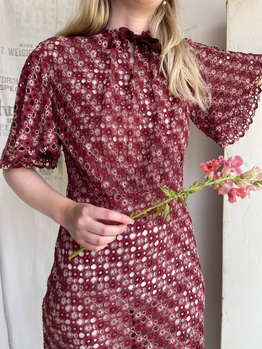 1930s 1940s Eyelet Dress