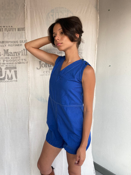 1930s 1940s Blue Cotton Gym Uniform