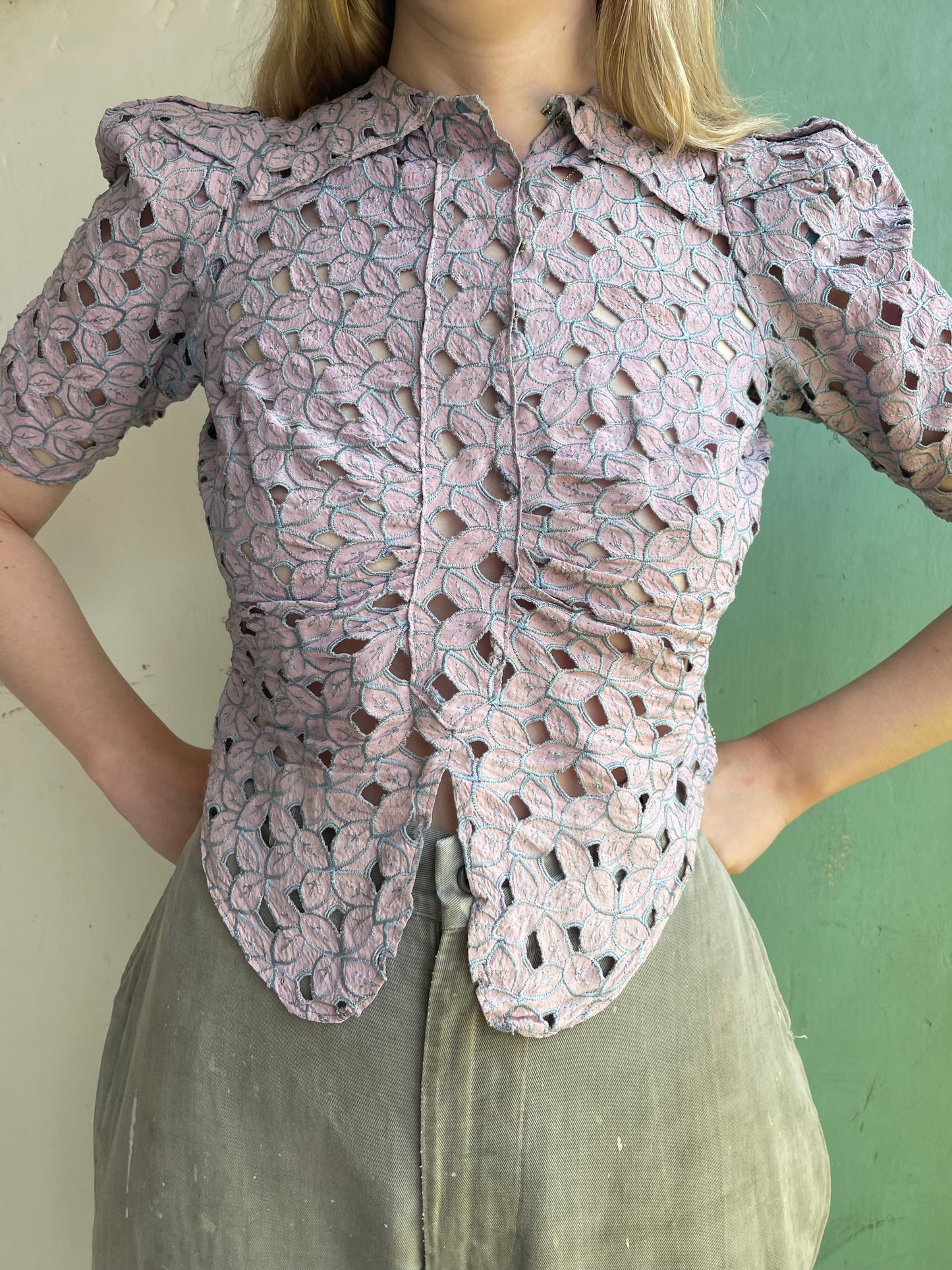 1940s Eyelet Cotton Top