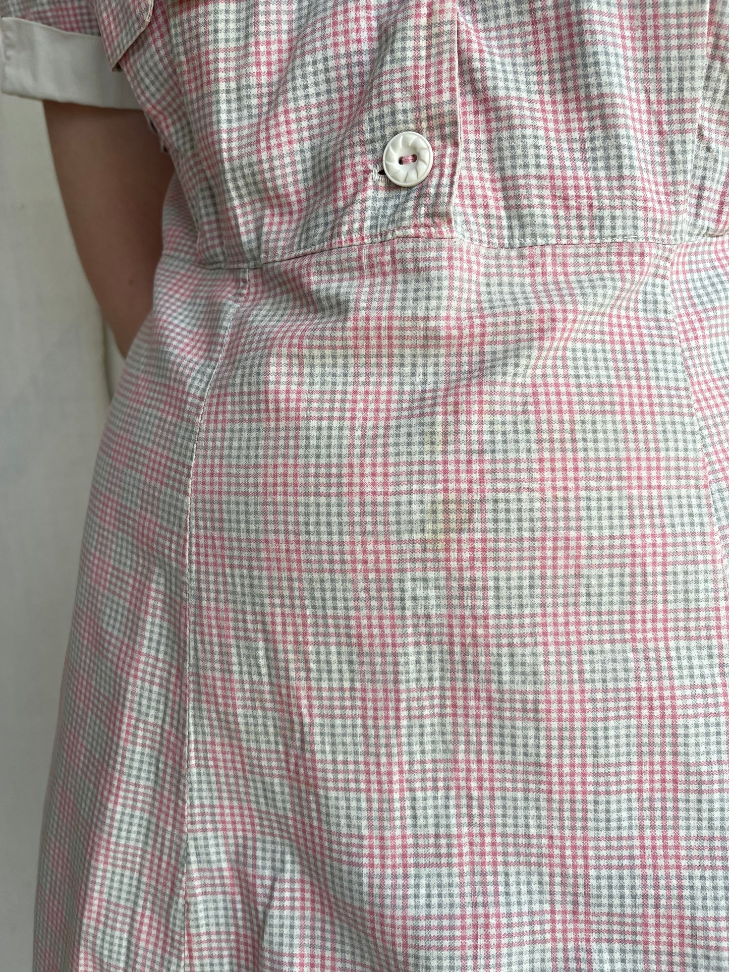 1940s Plaid Cotton Dress