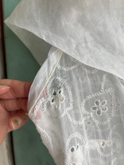 1950s Organdy Eyelet Heart Dress