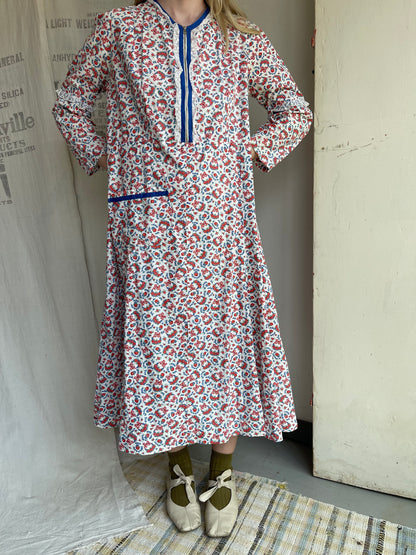 1930s 1940s Bell Zip Cotton Dress