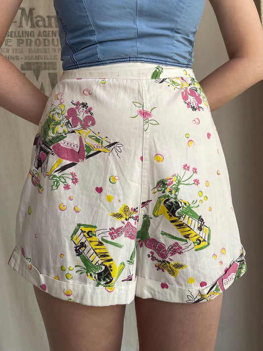 1940s 1950s Novelty Print Shorts