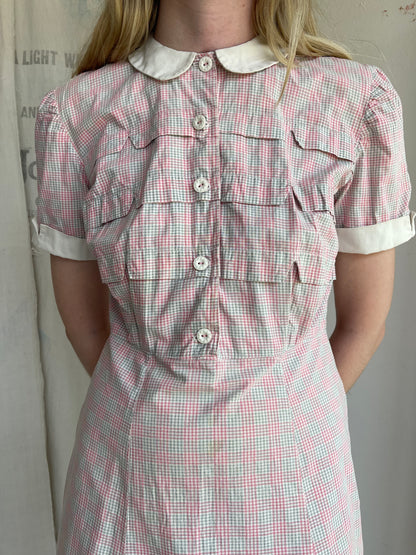 1940s Plaid Cotton Dress
