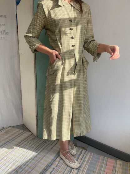 1940s Rayon Dress with Bow Buttons