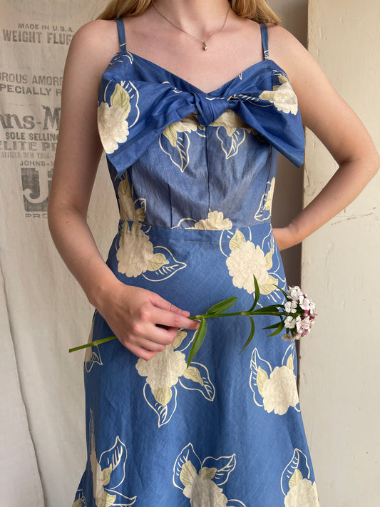 1930s Cotton Gown with Bow