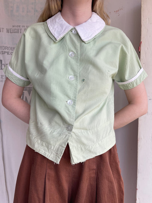 1940s 1950s Pastel Mint Green Top