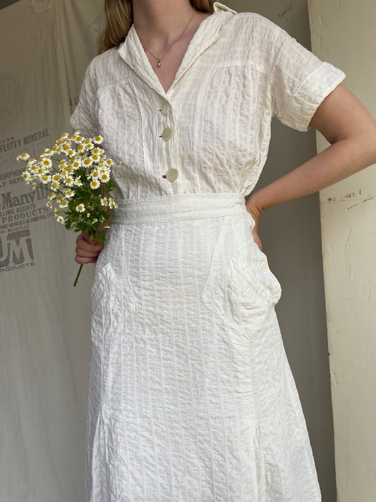 1940s Seersucker Romper and Skirt Set