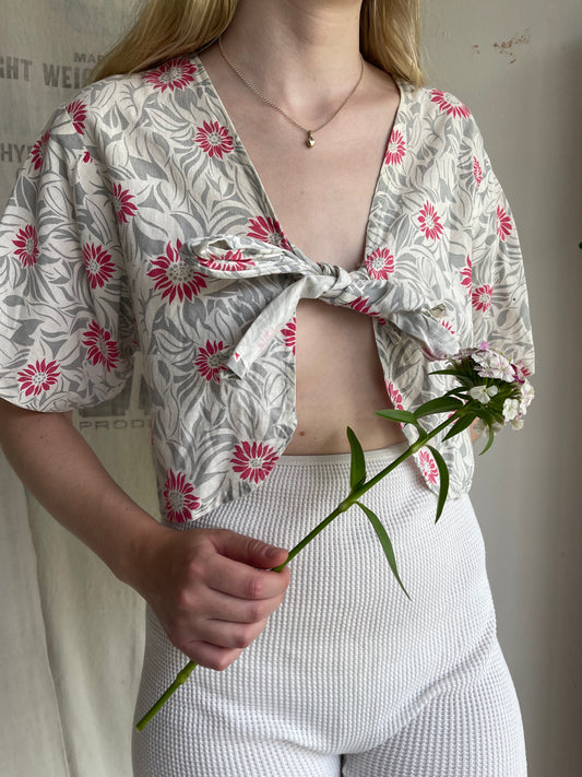 1940s Feedsack Bolero Tie Top